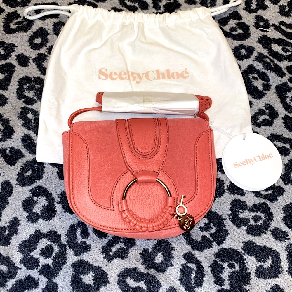 See by Chole Mini Hana shoulder or crossbody bag in Coral Leather and Suede EUC